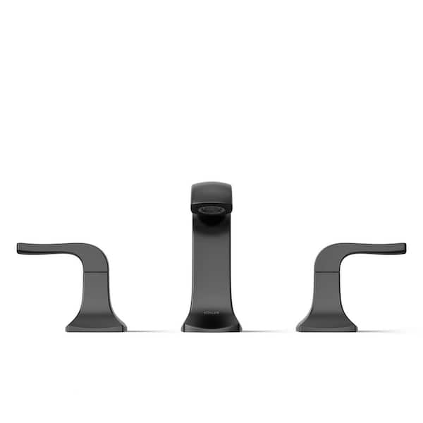 KOHLER Rubicon 8 in. Widespread Double Handle Bathroom Faucet in Matte Black