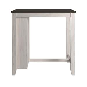 White Wood Counter Height Dining Table with Charging Station