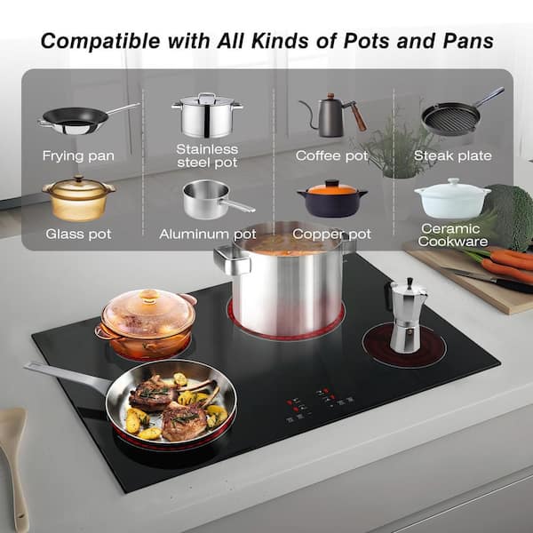 30 in. 4-Elements Ceramic Electric Cooktop in Black with Residual Heat Reminder and Automatic Shutdown