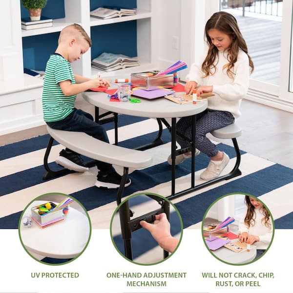 Lifetime 39.6 in. Pumice Oval Steel and Resin Kids Picnic Table