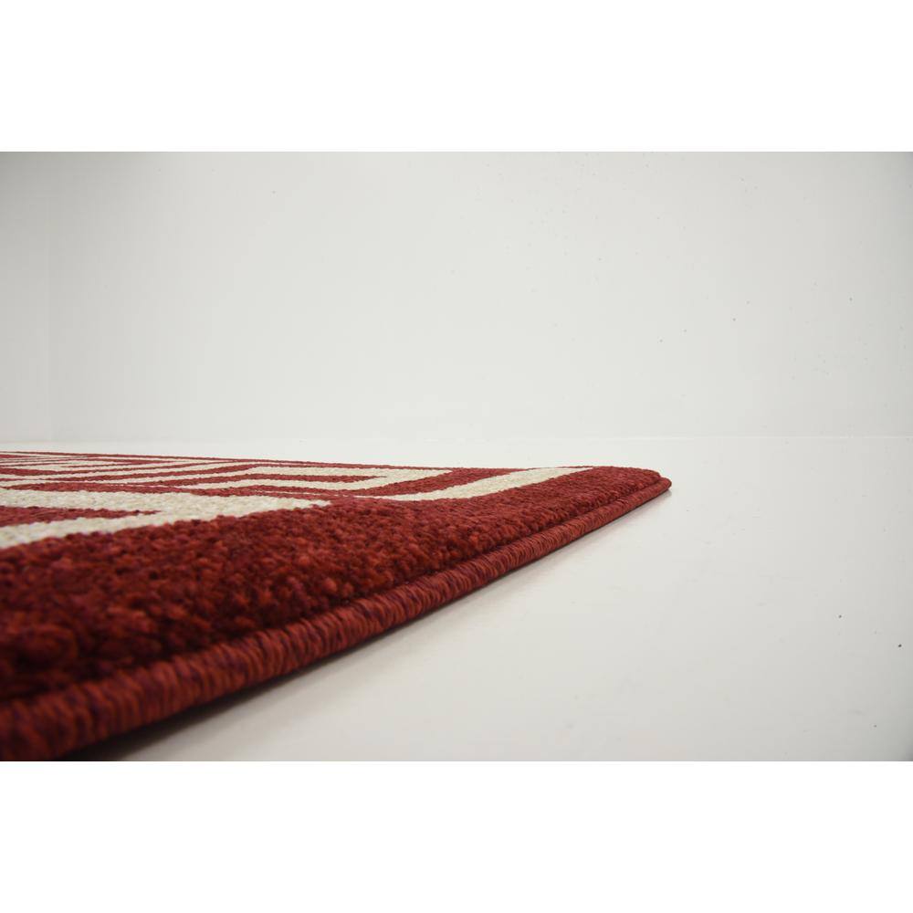 Rectangular Terracotta Geometric Easy Care Synthetic Rug