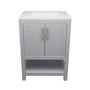Taos 25 in. W x 19 in. D x 36 in. H Bath Vanity in Gray with White Cultured Marble Top Single Hole