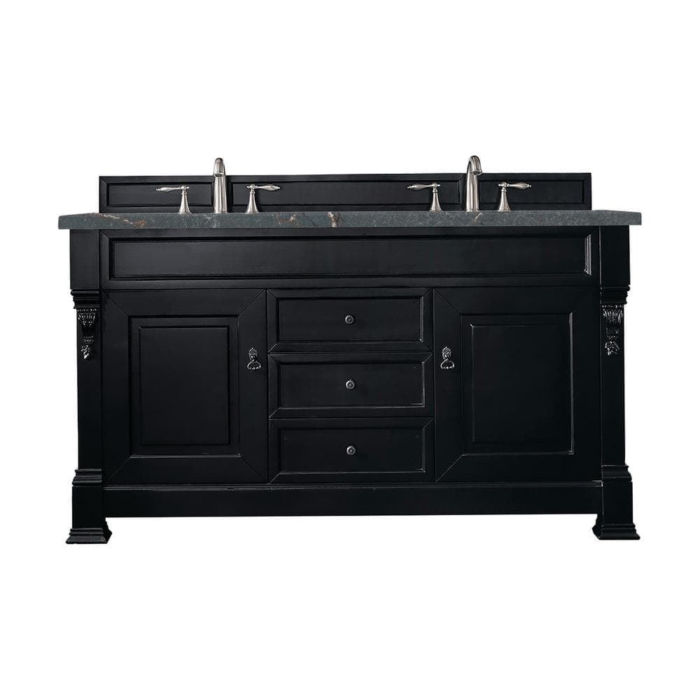 Brookfield 60.0 in. W x 23.5 in. D x 34.3 in. H Double Bathroom Vanity in Antique Black with Parisien Bleu Quartz Top price history on PriceWatchPro