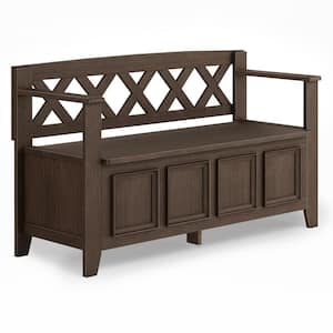 Amherst Solid Wood 48 in. Wide Transitional Entryway Storage Bench in Farmhouse Brown