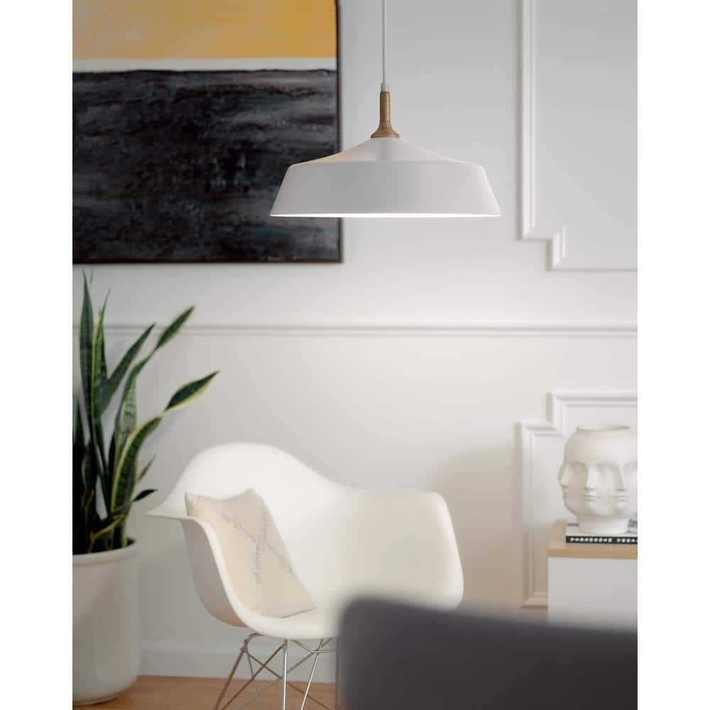 Danika Mid-Century Modern Black and White 16'' Pendant Light
