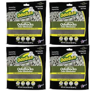 32 oz. OdoRocks Natural Volcanic Rock Odor Eliminator, Unscented Non-Toxic Rechargeable Odor Absorber Bag 4 Pack