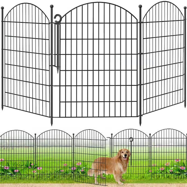 40 in. x 11.8 ft. No-Dig Garden Fence, 5-Pack Metal Animal Barrier with Lock - Arched Proof Fence for Flower Beds, Yard
