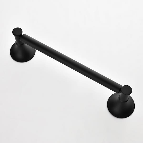 6-Piece Brass Bathroom Towel Rack Set with Wall Mount in Matte Black