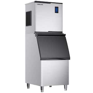 22 in. 550 lb. Cube Ice Air Cooled Commercial Freestanding Ice Maker in Stainless Steel with 360lb Storage Bin