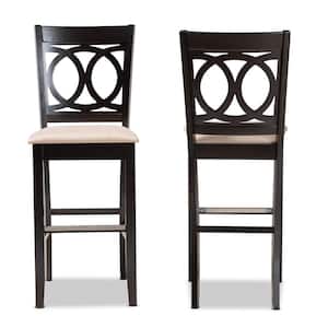 28.3 in. Carson Sand and Espresso Brown Bar Stool (Set of 2)