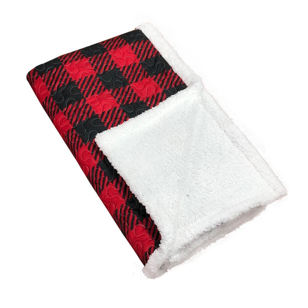 Red and Black Plaid Sherpa Reversible Winter Throw