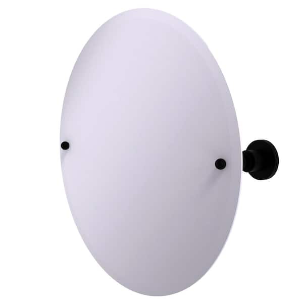 Allied Brass 22 in. x 22 in. Astor Place Frameless Round Tilt Mirror with Beveled Edge in Matte Black