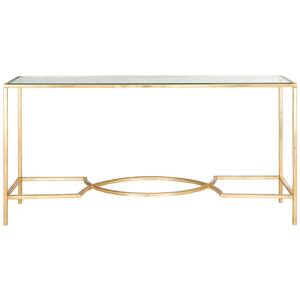 Inga 63 in. Gold/Clear Glass Console Table