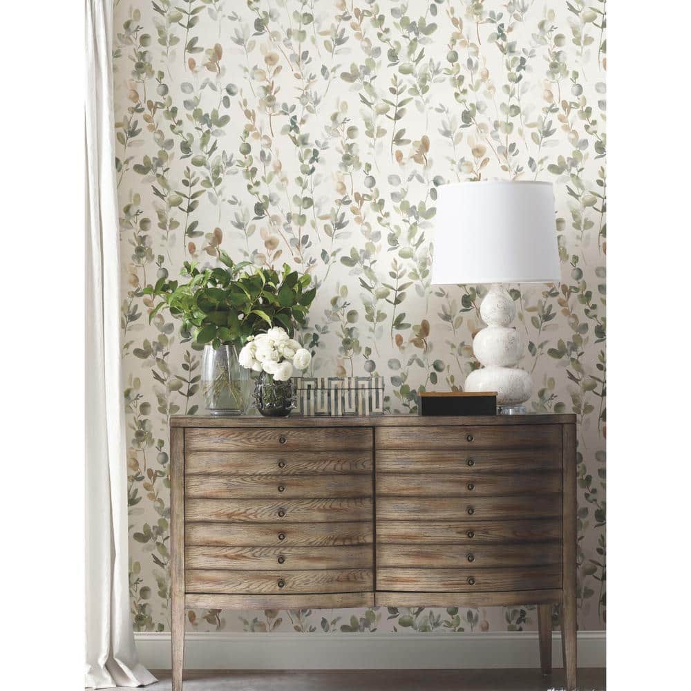 Green Joyful Eucalyptus Peel and Stick Vinyl Wallpaper