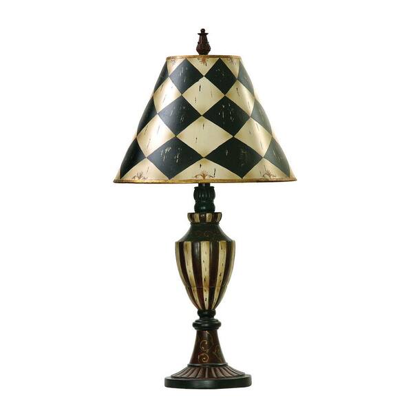 Titan Lighting 29 in. Brown Harlequin And Stripe Urn Lamp