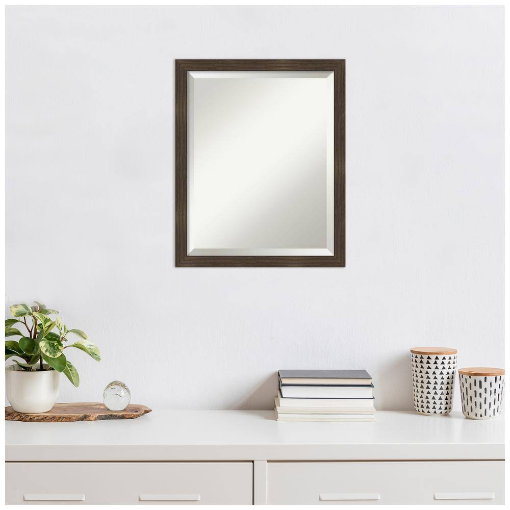 Woodgrain Stripe 18" x 22" Brown Fir Framed Wall Mirror
