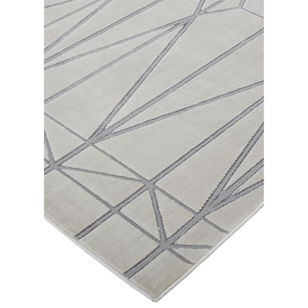 9 ft. x 12 ft. Gray and White Geometric Area Rug