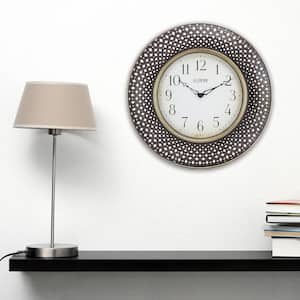 16 in. Antiqued Brown Lattice Quartz Analog Wall Clock