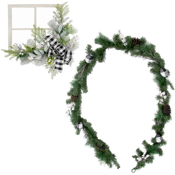 Fraser Hill Farm 9 ft. Artificial Christmas Garland Set, Green
