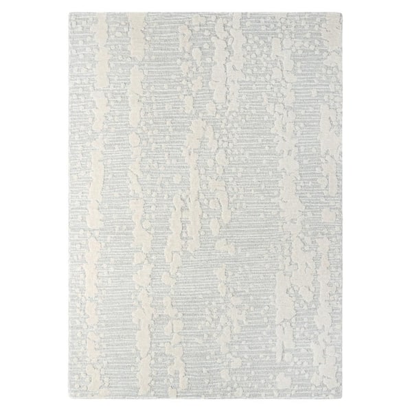 Mod Weave Abstract Knotted Texture Handcrafted Wool Light Grey 8 ft. x 10 ft. Area Rug