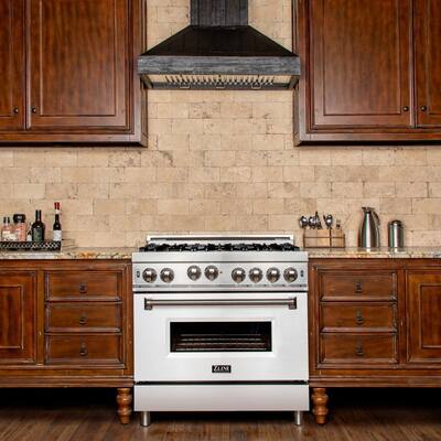 36" 4.6 cu. ft. Range with Gas Stove and Gas Oven in Stainless Steel and White Matte Door (RG-WM-36)