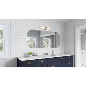 Fusion 20.5 in. 2-Light Brushed Nickel Linear Bathroom Vanity Light Fixture with Frosted Glass