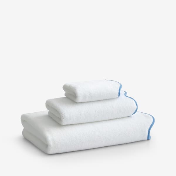 Company Cotton Scallop Light Blue Cotton Wash Cloth