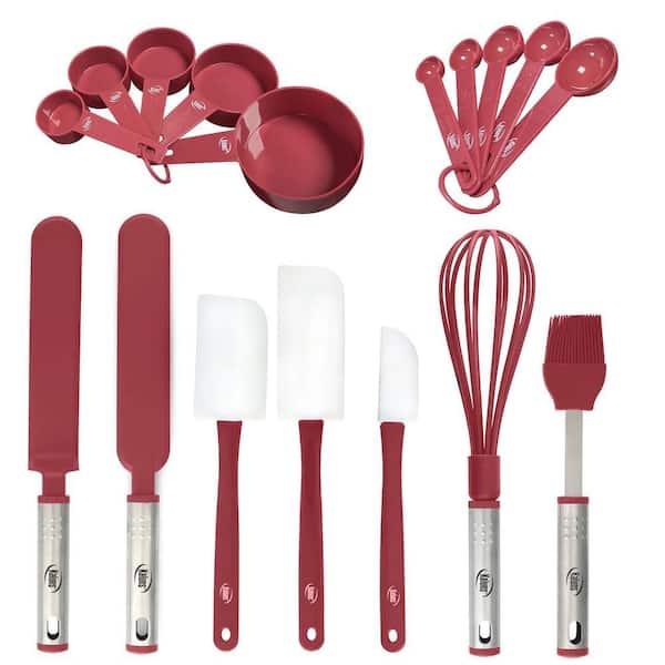 Nylon Red Stainless Steel Baking Utensils (Set of 17)