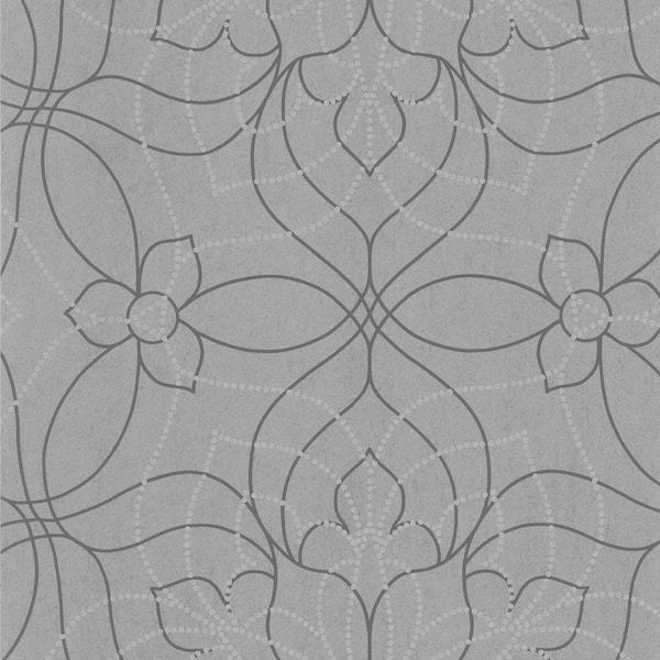 Kenneth James Charlotte Grey Modern Floral Wallpaper