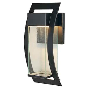 Jace Imperial Black Motion Sensing Dusk to Dawn Outdoor Hardwired Lantern Sconce with Integrated LED
