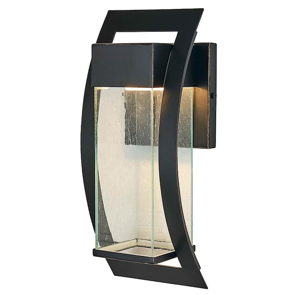 Unbranded Jace Imperial Black Outdoor Hardwired Lantern Sconce with Integrated LED
