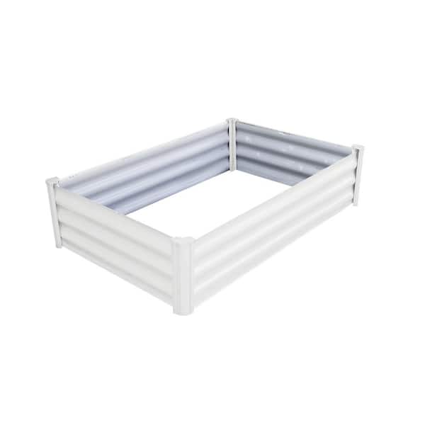 48 in. W x 36 in. D x 16 in. H Surfmist White Galvanized Steel Metal Raised Garden Bed