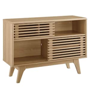 Render 27 in. Oak TV Stand Fits TV up to 50 in. with Cable Management Holes