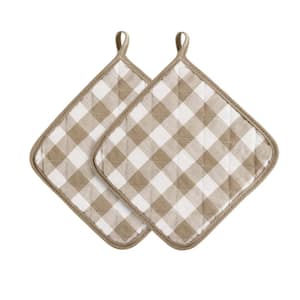 Buffalo Check Polyester/Cotton Taupe Pot Holders (2-Pack)