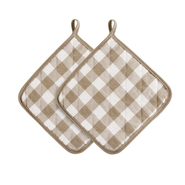ACHIM Buffalo Check Polyester/Cotton Taupe Pot Holders (2-Pack)