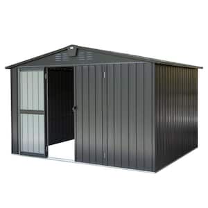 10 ft. W x 8 ft. D Black Metal Storage Shed with Double Door (80 sq. ft.)