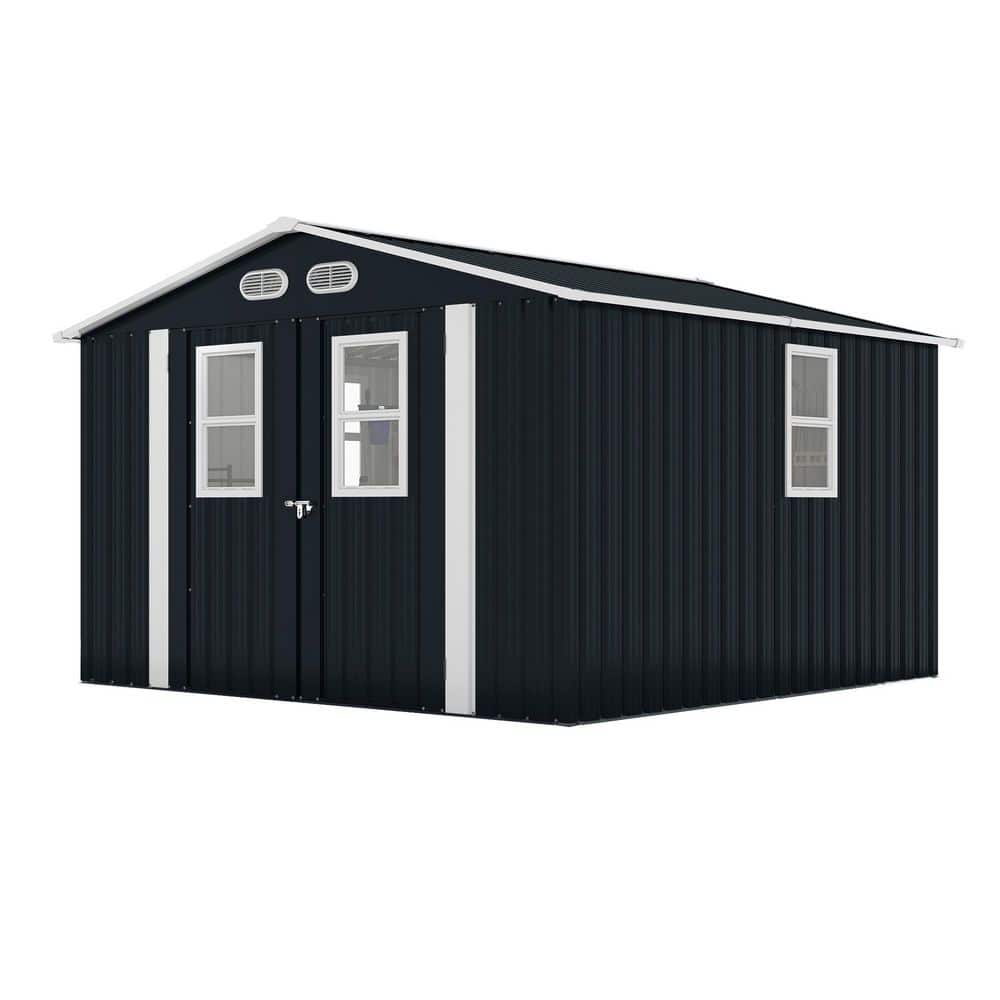 Mondawe 8 ft. W x 8 ft. D Dark Gray Metal Outdoor Storage Shed