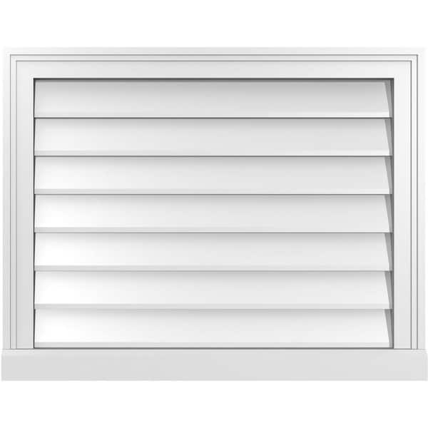 Ekena Millwork 28 in. x 22 in. Vertical Surface Mount PVC Gable Vent: Decorative with Brickmould Sill Frame