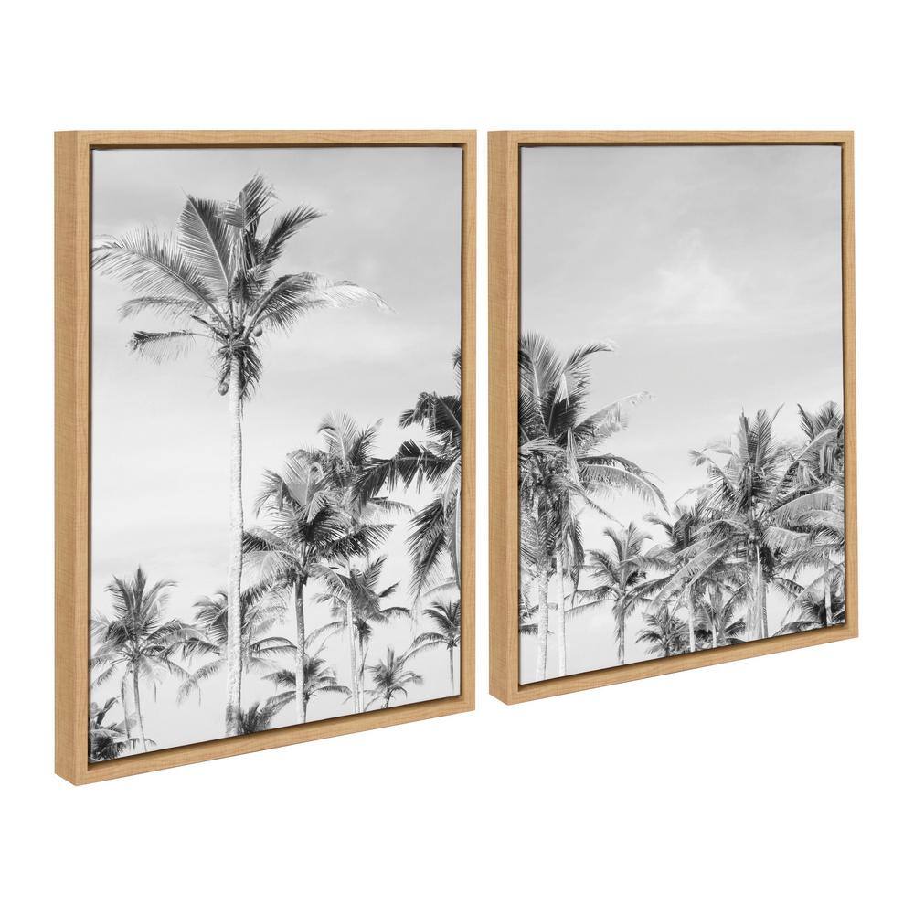 Coastal Coconut Palm Tree Black and White Canvas Art Set