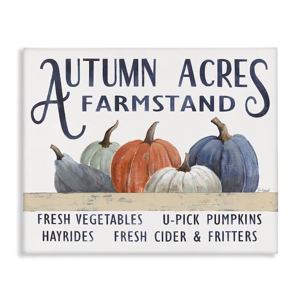 Stupell Industries Autumn Acres Farmstand Fall Signage by Soulspeak and Sawdust Unframed Graphic Typography Art Print 40 in. x 30 in.