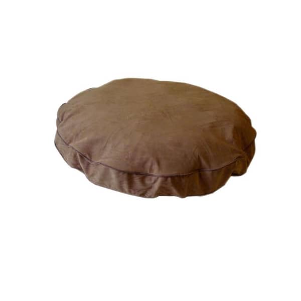 Unbranded Small Microfiber Round-A-Bout Dog Bed - Saddle with Chocolate Piping