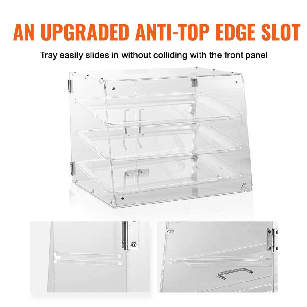 Clear Acrylic 3-Tier Pastry Display Case with Removable Trays
