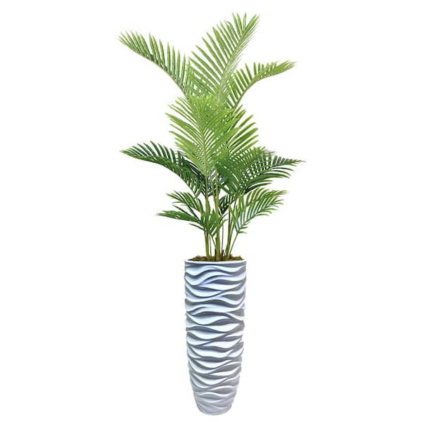 VINTAGE HOME 78 in. Artificial Real Touch Palm Tree in Fiberstone Planter