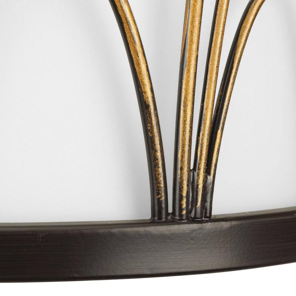 Elegant Antique Bronze Wall Sconce with Etched White Glass