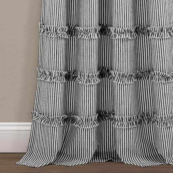 Set 2 Gray Grey Swirl Stripe Curtains Panels Drapes 84 inch L Grommet Darkening 