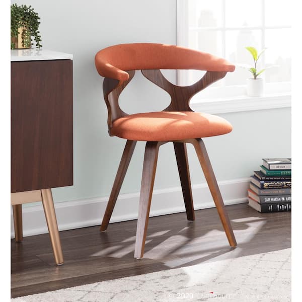 Gardenia Walnut and Orange Swivel Dining/Accent Chair