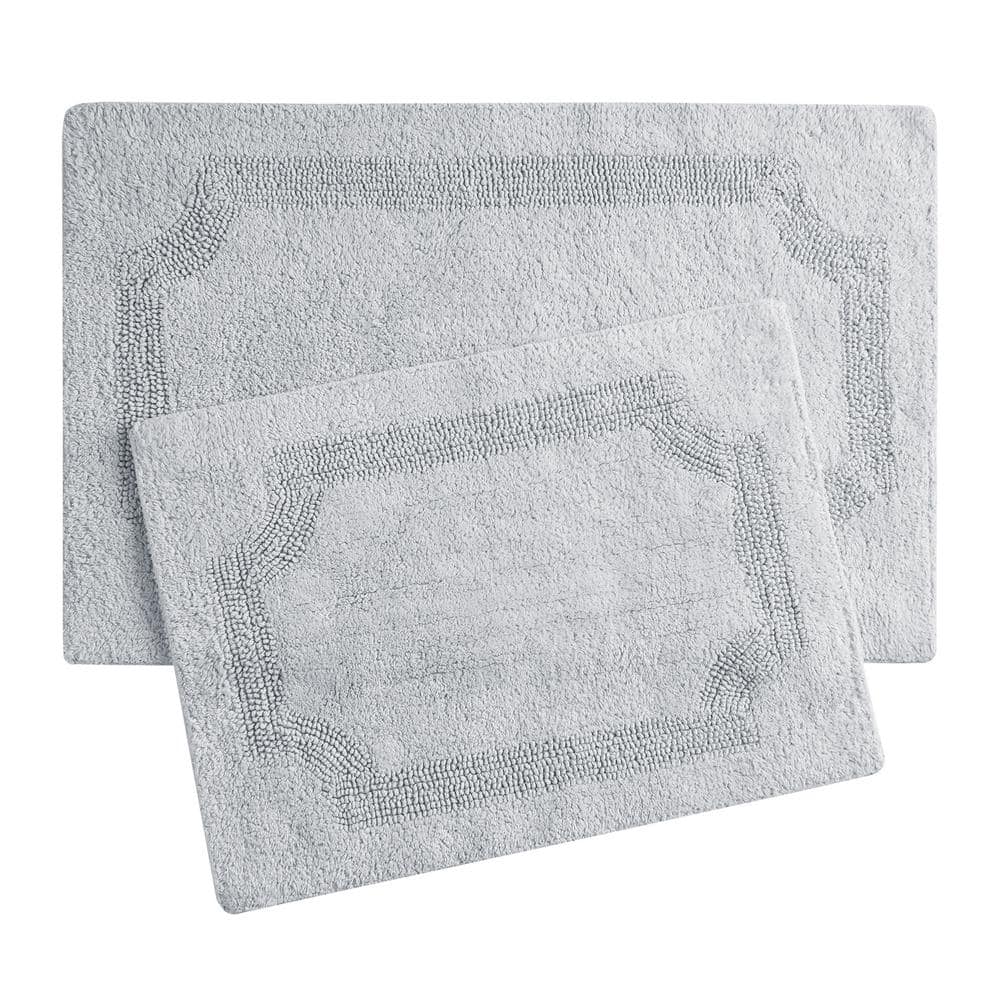Reversible Off-White Cotton Bath Mat Set, 2-Piece