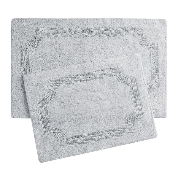 Laura Ashley Reversible Light Gray Cotton 2-Piece Bath Mat Set ...