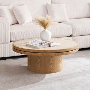 Noble House Ally 35.43 in. W Walnut Round Wood Coffee Table with ...