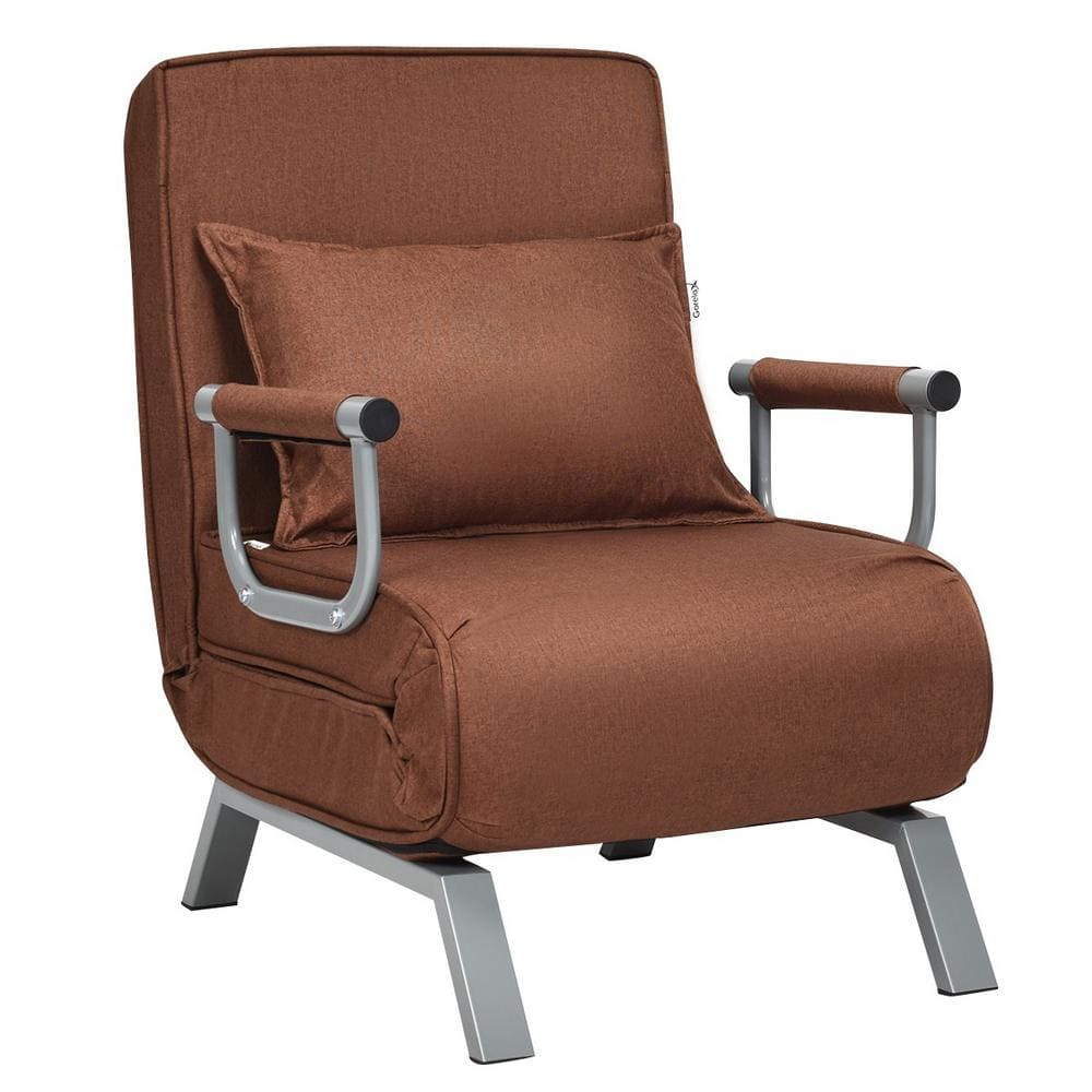 23.5 in. x 31 in. Coffee Linen Folding Convertible Full Sofa Bed Armchair L